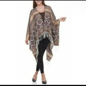 Geometric Weave Cape - MOCHA PRINT